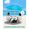 imageOutdoorMaster Updated DualFold Beach Umbrellas for Sand with Sandbag ampamp Anchor 65ft Adjustable Umbrella for Beach Heavy Duty Wind Portable UPF50 Sunshade with Carry Bag for Patio Navy StripedNew VersionTurquoise with Cup Holder