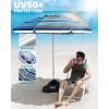 imageOutdoorMaster Updated DualFold Beach Umbrellas for Sand with Sandbag ampamp Anchor 65ft Adjustable Umbrella for Beach Heavy Duty Wind Portable UPF50 Sunshade with Carry Bag for Patio Navy StripedBlueRed Striped