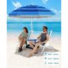 imageOutdoorMaster Updated DualFold Beach Umbrellas for Sand with Sandbag ampamp Anchor 65ft Adjustable Umbrella for Beach Heavy Duty Wind Portable UPF50 Sunshade with Carry Bag for Patio Navy StripedNew VersionDark Blue Striped with Cup Holder