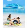 imageOutdoorMaster Updated DualFold Beach Umbrellas for Sand with Sandbag ampamp Anchor 65ft Adjustable Umbrella for Beach Heavy Duty Wind Portable UPF50 Sunshade with Carry Bag for Patio Navy StripedA03 Light Blue Striped