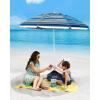 imageOutdoorMaster Updated DualFold Beach Umbrellas for Sand with Sandbag ampamp Anchor 65ft Adjustable Umbrella for Beach Heavy Duty Wind Portable UPF50 Sunshade with Carry Bag for Patio Navy StripedBlueRed Striped