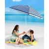 imageOutdoorMaster Updated DualFold Beach Umbrellas for Sand with Sandbag ampamp Anchor 65ft Adjustable Umbrella for Beach Heavy Duty Wind Portable UPF50 Sunshade with Carry Bag for Patio Navy StripedA01 Fold Navy Striped