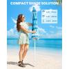 imageOutdoorMaster Updated DualFold Beach Umbrellas for Sand with Sandbag ampamp Anchor 65ft Adjustable Umbrella for Beach Heavy Duty Wind Portable UPF50 Sunshade with Carry Bag for Patio Navy StripedA03 Light Blue Striped