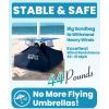 imageOutdoorMaster Updated DualFold Beach Umbrellas for Sand with Sandbag ampamp Anchor 65ft Adjustable Umbrella for Beach Heavy Duty Wind Portable UPF50 Sunshade with Carry Bag for Patio Navy StripedB03 New VersionLight Blue Striped with Cup Holder