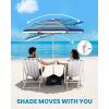 imageOutdoorMaster Updated DualFold Beach Umbrellas for Sand with Sandbag ampamp Anchor 65ft Adjustable Umbrella for Beach Heavy Duty Wind Portable UPF50 Sunshade with Carry Bag for Patio Navy StripedBlueRed Striped