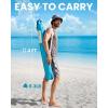 imageOutdoorMaster Updated DualFold Beach Umbrellas for Sand with Sandbag ampamp Anchor 65ft Adjustable Umbrella for Beach Heavy Duty Wind Portable UPF50 Sunshade with Carry Bag for Patio Navy StripedB03 New VersionLight Blue Striped with Cup Holder