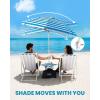 imageOutdoorMaster Updated DualFold Beach Umbrellas for Sand with Sandbag ampamp Anchor 65ft Adjustable Umbrella for Beach Heavy Duty Wind Portable UPF50 Sunshade with Carry Bag for Patio Navy StripedNew VersionBlue Striped with Cup Holder