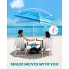 imageOutdoorMaster Updated DualFold Beach Umbrellas for Sand with Sandbag ampamp Anchor 65ft Adjustable Umbrella for Beach Heavy Duty Wind Portable UPF50 Sunshade with Carry Bag for Patio Navy StripedB03 New VersionLight Blue Striped with Cup Holder