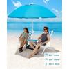 imageOutdoorMaster Updated DualFold Beach Umbrellas for Sand with Sandbag ampamp Anchor 65ft Adjustable Umbrella for Beach Heavy Duty Wind Portable UPF50 Sunshade with Carry Bag for Patio Navy StripedNew VersionTurquoise with Cup Holder