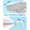 imageOutdoorMaster Updated DualFold Beach Umbrellas for Sand with Sandbag ampamp Anchor 65ft Adjustable Umbrella for Beach Heavy Duty Wind Portable UPF50 Sunshade with Carry Bag for Patio Navy StripedA01 Fold Navy Striped