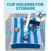 imageOutdoorMaster Updated DualFold Beach Umbrellas for Sand with Sandbag ampamp Anchor 65ft Adjustable Umbrella for Beach Heavy Duty Wind Portable UPF50 Sunshade with Carry Bag for Patio Navy StripedNew VersionBlue Striped with Cup Holder