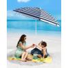 imageOutdoorMaster Updated DualFold Beach Umbrellas for Sand with Sandbag ampamp Anchor 65ft Adjustable Umbrella for Beach Heavy Duty Wind Portable UPF50 Sunshade with Carry Bag for Patio Navy StripedA01 Navy Striped