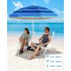imageOutdoorMaster Updated DualFold Beach Umbrellas for Sand with Sandbag ampamp Anchor 65ft Adjustable Umbrella for Beach Heavy Duty Wind Portable UPF50 Sunshade with Carry Bag for Patio Navy StripedDark Blue Striped