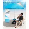 imageOutdoorMaster Updated DualFold Beach Umbrellas for Sand with Sandbag ampamp Anchor 65ft Adjustable Umbrella for Beach Heavy Duty Wind Portable UPF50 Sunshade with Carry Bag for Patio Navy StripedNew VersionTurquoise with Cup Holder