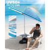 imageOutdoorMaster Updated DualFold Beach Umbrellas for Sand with Sandbag ampamp Anchor 65ft Adjustable Umbrella for Beach Heavy Duty Wind Portable UPF50 Sunshade with Carry Bag for Patio Navy StripedNew VersionBlue Striped with Cup Holder