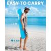 imageOutdoorMaster Updated DualFold Beach Umbrellas for Sand with Sandbag ampamp Anchor 65ft Adjustable Umbrella for Beach Heavy Duty Wind Portable UPF50 Sunshade with Carry Bag for Patio Navy StripedNew VersionTurquoise with Cup Holder