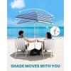 imageOutdoorMaster Updated DualFold Beach Umbrellas for Sand with Sandbag ampamp Anchor 65ft Adjustable Umbrella for Beach Heavy Duty Wind Portable UPF50 Sunshade with Carry Bag for Patio Navy StripedA01 Fold Navy Striped