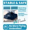 imageOutdoorMaster Updated DualFold Beach Umbrellas for Sand with Sandbag ampamp Anchor 65ft Adjustable Umbrella for Beach Heavy Duty Wind Portable UPF50 Sunshade with Carry Bag for Patio Navy StripedB02 New VersionBlueWhite Striped with Cup Holder