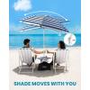 imageOutdoorMaster Updated DualFold Beach Umbrellas for Sand with Sandbag ampamp Anchor 65ft Adjustable Umbrella for Beach Heavy Duty Wind Portable UPF50 Sunshade with Carry Bag for Patio Navy StripedB01 New VersionNavy Striped with Cup Holder