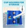 imageOutdoorMaster Updated DualFold Beach Umbrellas for Sand with Sandbag ampamp Anchor 65ft Adjustable Umbrella for Beach Heavy Duty Wind Portable UPF50 Sunshade with Carry Bag for Patio Navy StripedNew VersionDark Blue Striped with Cup Holder