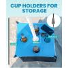 imageOutdoorMaster Updated DualFold Beach Umbrellas for Sand with Sandbag ampamp Anchor 65ft Adjustable Umbrella for Beach Heavy Duty Wind Portable UPF50 Sunshade with Carry Bag for Patio Navy StripedNew VersionTurquoise with Cup Holder