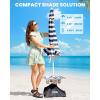 imageOutdoorMaster Updated DualFold Beach Umbrellas for Sand with Sandbag ampamp Anchor 65ft Adjustable Umbrella for Beach Heavy Duty Wind Portable UPF50 Sunshade with Carry Bag for Patio Navy StripedB01 New VersionNavy Striped with Cup Holder