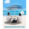 imageOutdoorMaster Updated DualFold Beach Umbrellas for Sand with Sandbag ampamp Anchor 65ft Adjustable Umbrella for Beach Heavy Duty Wind Portable UPF50 Sunshade with Carry Bag for Patio Navy StripedNew VersionBlueRed Striped with Cup Holder