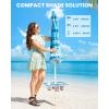 imageOutdoorMaster Updated DualFold Beach Umbrellas for Sand with Sandbag ampamp Anchor 65ft Adjustable Umbrella for Beach Heavy Duty Wind Portable UPF50 Sunshade with Carry Bag for Patio Navy StripedB03 New VersionLight Blue Striped with Cup Holder