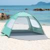 imageOutdoorMaster Beach Tent for 34 Person  Easy Setup Sun Shade Shelter Portable Beach Shade Sun Canopy with UPF 50 UV Protection Removable Skylight Family SizeGreen