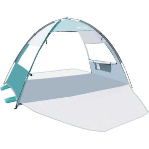 imageOutdoorMaster Beach Tent Sun Shelter with 2 Ventilated Doors UPF50 Easy Setup Beach Tent Canopy for 3 Person Lightweight ampamp Portable Family Beach Umbrellas for Sand with Carrying Bag Ocracoke CoastCancun Seashore