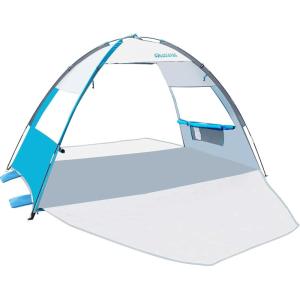 imageOutdoorMaster Beach Tent Sun Shelter with 2 Ventilated Doors UPF50 Easy Setup Beach Tent Canopy for 3 Person Lightweight ampamp Portable Family Beach Umbrellas for Sand with Carrying Bag Ocracoke CoastOcracoke Coast