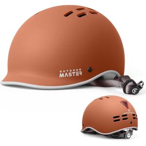 imageOutdoorMaster Bike Helmet for AdultsAdjustable Cycling Helmet with Light for Men ampamp Women  Safety Certified for Bicycle Skateboard Road Bike Skating Roller Commuting HelmetMatte Orange