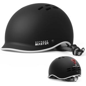 imageOutdoorMaster Bike Helmet for AdultsAdjustable Cycling Helmet with Light for Men ampamp Women  Safety Certified for Bicycle Skateboard Road Bike Skating Roller Commuting HelmetMatte Black