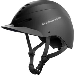 imageOutdoorMaster Equestrian Helmet Horse Riding Helmet with Sun Visor and Excellent Ventilation Adjustable Safe Helmet for Men Women ampamp YouthMatte Black
