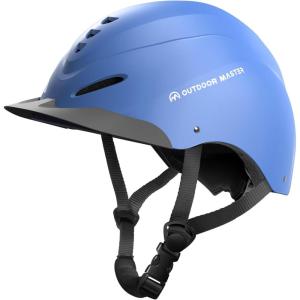imageOutdoorMaster Equestrian Helmet Horse Riding Helmet with Sun Visor and Excellent Ventilation Adjustable Safe Helmet for Men Women ampamp YouthMatte Blue
