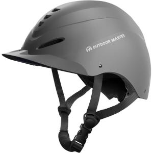 imageOutdoorMaster Equestrian Helmet Horse Riding Helmet with Sun Visor and Excellent Ventilation Adjustable Safe Helmet for Men Women ampamp YouthMatte Grey