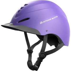 imageOutdoorMaster Equestrian Helmet Horse Riding Helmet with Sun Visor and Excellent Ventilation Adjustable Safe Helmet for Men Women ampamp YouthMatte Purple