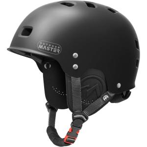imageOutdoorMaster Kayak Helmet Wakeboard Helmet Whitewater Helmet Men Women Water Helmet with Ear Pads Surf Helmet 12 Vents Dial Fit Adjustment Longboard Helmet Perfect for Kayaking BoatingMatte Black
