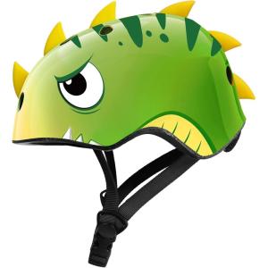 imageOutdoorMaster Kids Helmet Bike Helmet for 1 Year Older Toddlers to Youths 2 Sizes Dial Fit Adjustment Premium Safety ampamp Ventilation MultiSport Helmet for Bicycles Skates Scooters ampamp LongboardsGreen Dinosaur
