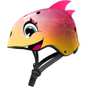 imageOutdoorMaster Kids Helmet Bike Helmet for 1 Year Older Toddlers to Youths 2 Sizes Dial Fit Adjustment Premium Safety ampamp Ventilation MultiSport Helmet for Bicycles Skates Scooters ampamp LongboardsYellowPink Shark