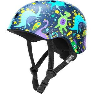 imageOutdoorMaster Youth ampamp Kids Bike Helmet Beetles JrAdjustable MultiSports Skateboard Helmet with Removable Liners for Balance Bike Toddler ScooterDinoverse Madness
