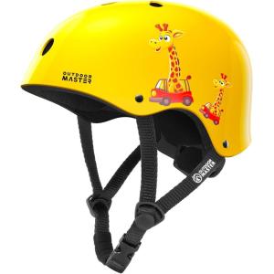 imageOutdoorMaster Youth ampamp Kids Bike Helmet Beetles JrAdjustable MultiSports Skateboard Helmet with Removable Liners for Balance Bike Toddler ScooterGiraffes Yellow