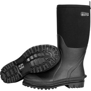 imageOutdoorMaster Hunting Boots for Men Waterproof Rubber Neoprene Boots Antislipped Insulated Outdoor BootsBlack