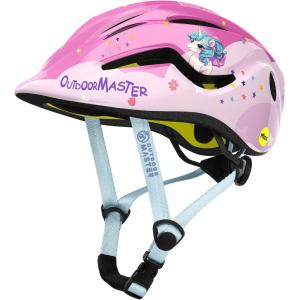 imageOutdoorMaster MIPS Kids Bike Helmet  Panther Jr Toddler Helmet  Adjustable Lightweight and Certified Kids Helmet  MIPS Bicycle Helmet for Kids Ages 513Pink Unicorn
