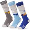 image:imageOutdoorMaster Ski Socks Snowboarding Socks for Boys ampamp Girls Thermal Winter Warm ampamp Breathable Over The Calf NonSlip CuffA Blue Yellowgrey Bluegray
