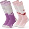 image:imageOutdoorMaster Ski Socks Snowboarding Socks for Boys ampamp Girls Thermal Winter Warm ampamp Breathable Over The Calf NonSlip CuffA Pink Graypurple