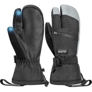 image:imageOutdoorMaster 3Finger Ski Snow Gloves for Women ampamp Men Winter Warm Snowboard Ski Mittens Screen Touch Thermal Waterproof with DoublePocket for Cold Weather Sports Skiing SnowboardingBlackGray
