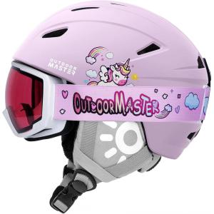 image:imageOutdoorMaster Anoa Kids Ski Helmet and Goggles Set  Snowboard Helmet with Ski Goggles  Durable PC Shell ShockAbsorbing EPS Core ampamp Adjustable Fit  Certified Snow Helmets for Boys Girls ampamp YouthPink