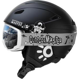 image:imageOutdoorMaster Anoa Kids Ski Helmet and Goggles Set  Snowboard Helmet with Ski Goggles  Durable PC Shell ShockAbsorbing EPS Core ampamp Adjustable Fit  Certified Snow Helmets for Boys Girls ampamp YouthBlack