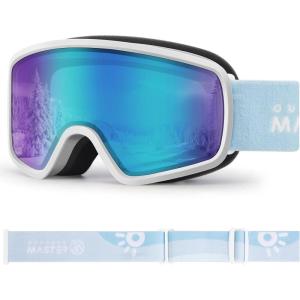 image:imageOutdoorMaster Kids Ski Goggles OTG Snowboard Goggles with 100 UV Protection Kids Snow Goggles for Boys Girls ToddlerVlt 183 Revo Iceblue Lens